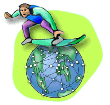 Illustration : homme qui surf sur la planète Terre