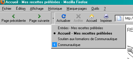 Menu précédent-suivant - Firefox